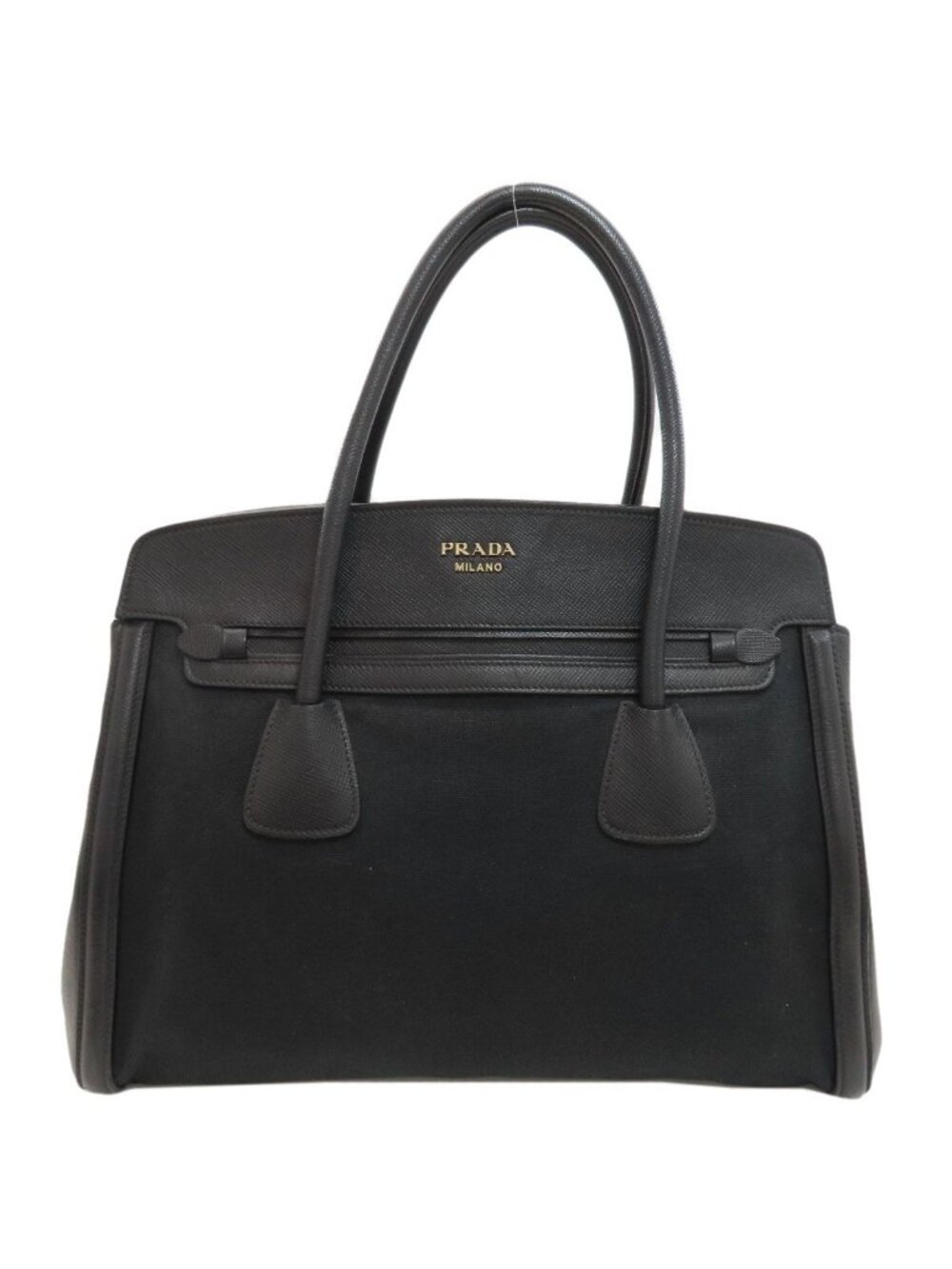 Prada Logo Tote Bag Canvas Leather